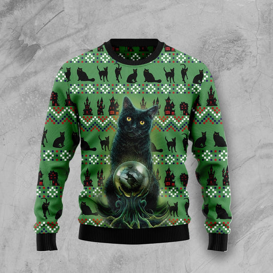 Ugly Black Cat TG5928 Ugly Halloween Sweater