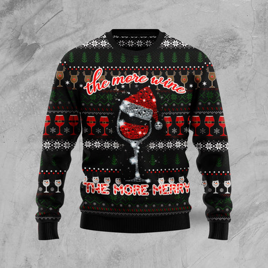 Red Wine More Merry TY289 Ugly Christmas Sweater