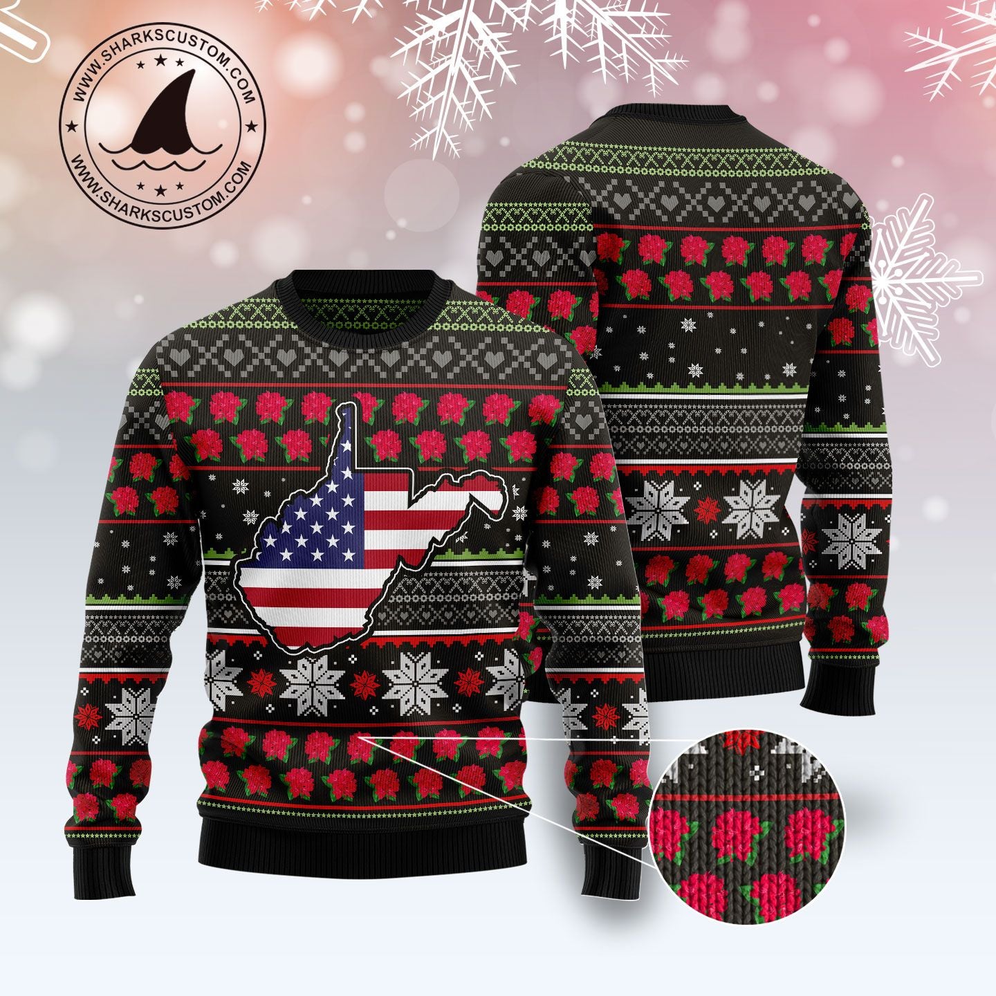 West Virginia Xmas TY289 Ugly Christmas Sweater