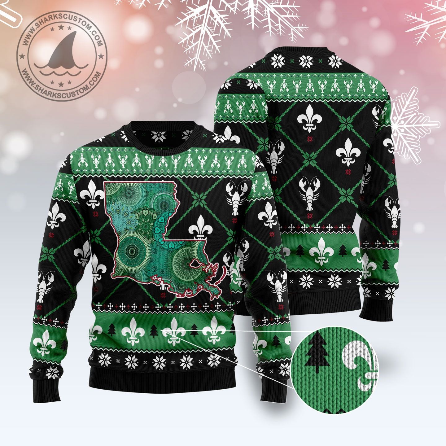Louisiana USA Symbols Pattern T299 Ugly Christmas Sweater