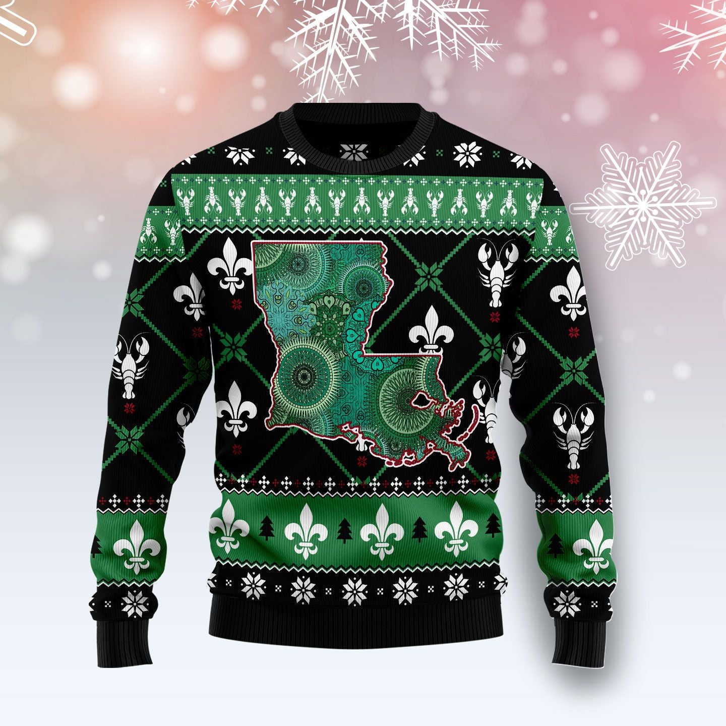 Louisiana USA Symbols Pattern T299 Ugly Christmas Sweater