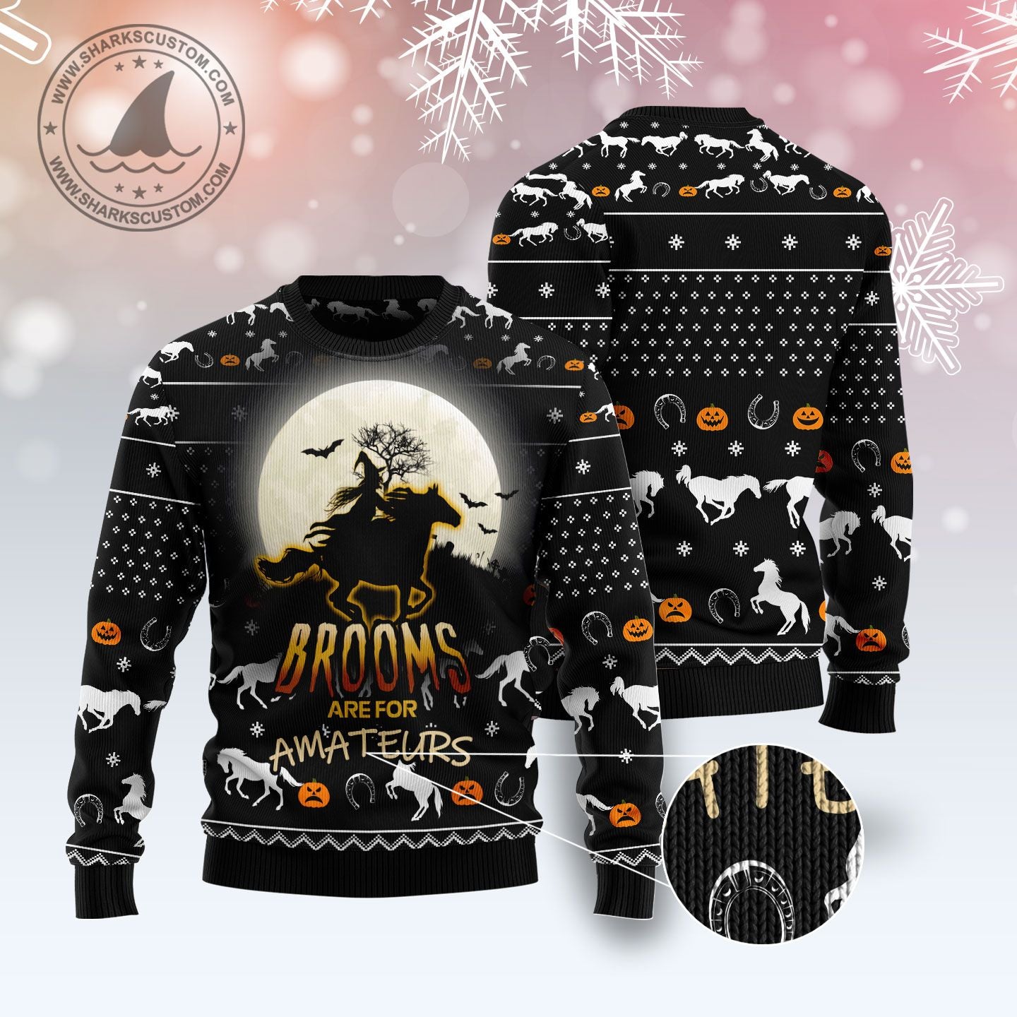 Horse Brooms T299 Halloween Sweater