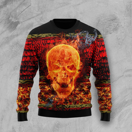 Fire Skull Halloween T299 Halloween Sweater