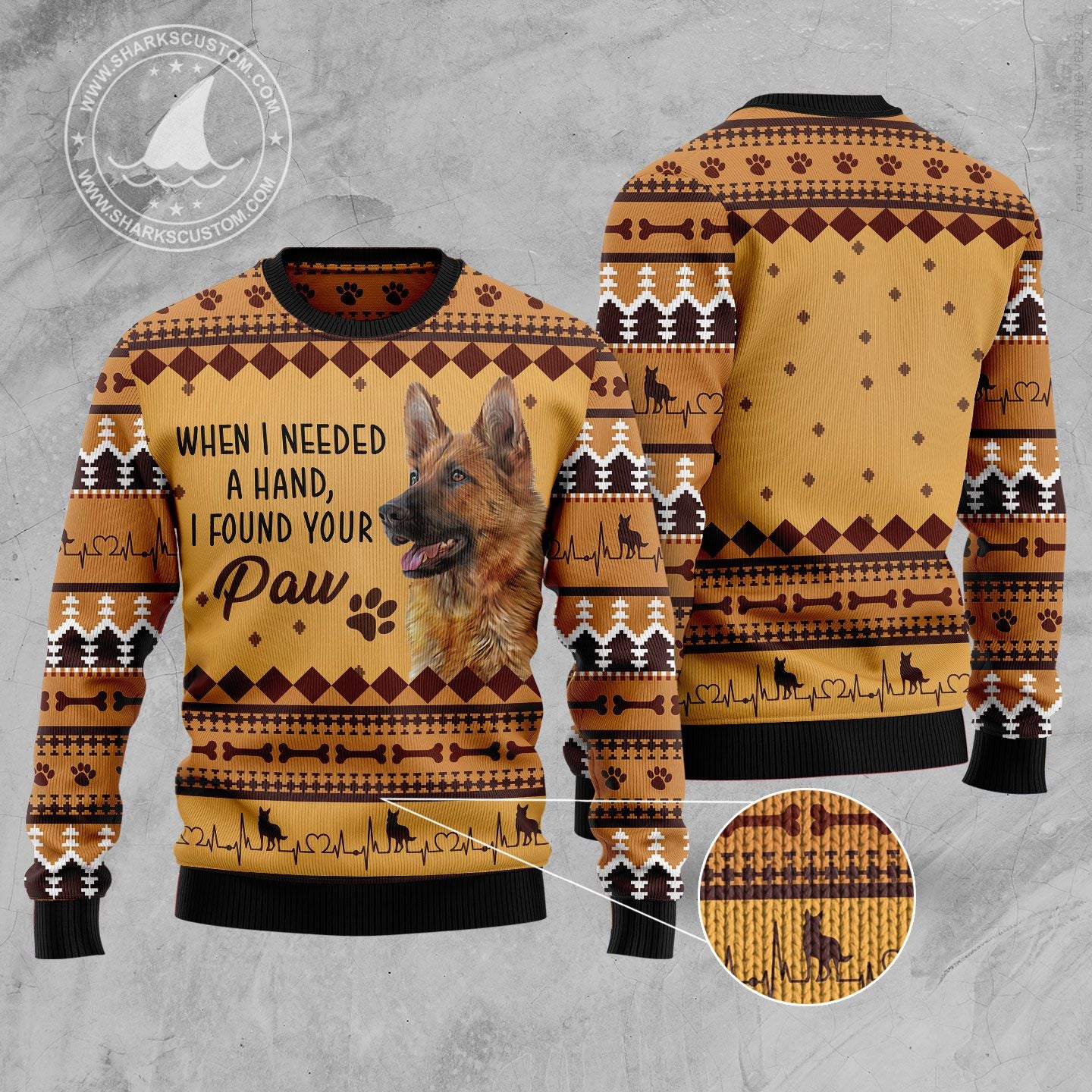 German Shepherd When I Need A Hand T299 Ugly Christmas Sweater