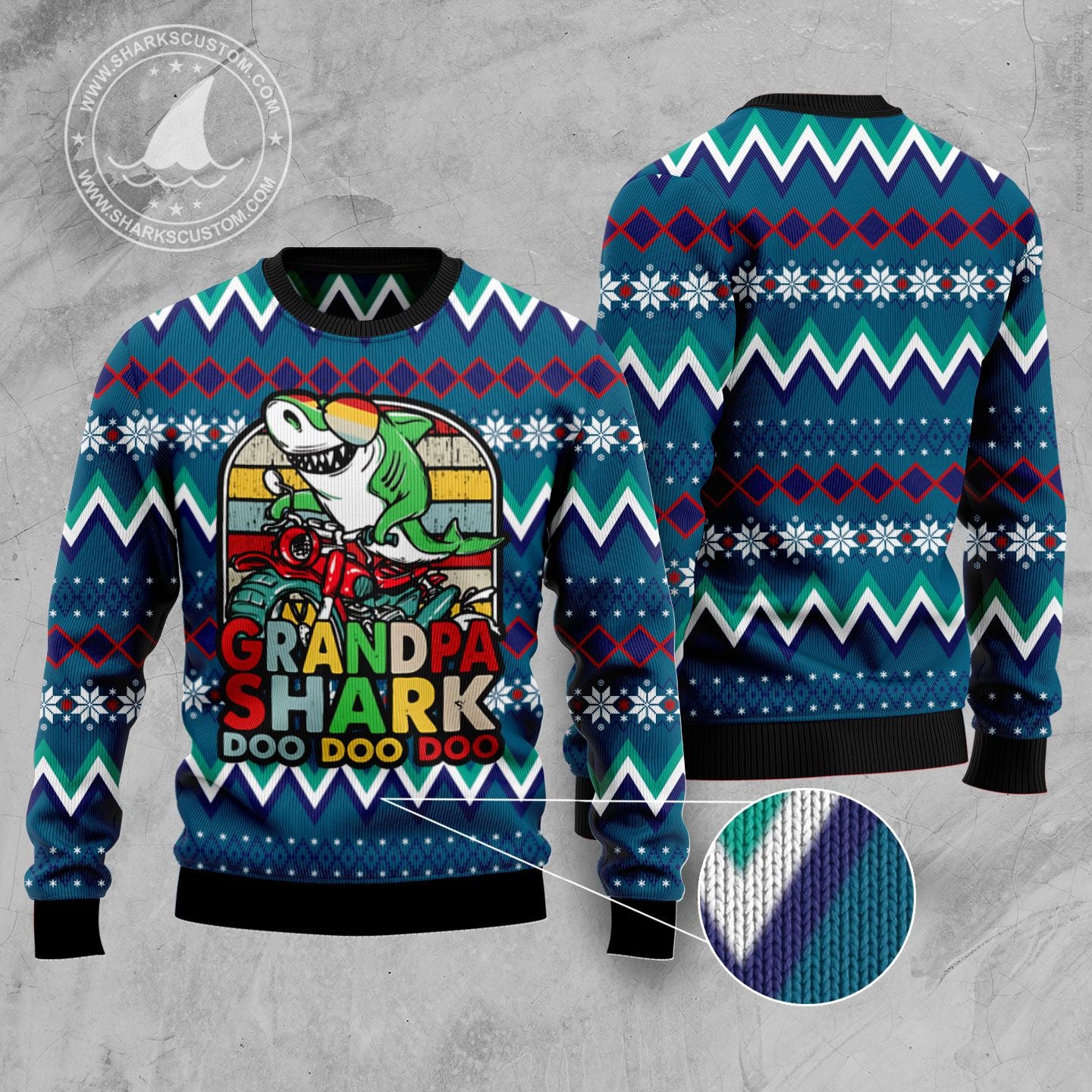 Grandpa Shark Dododo TY299 Ugly Christmas Sweater