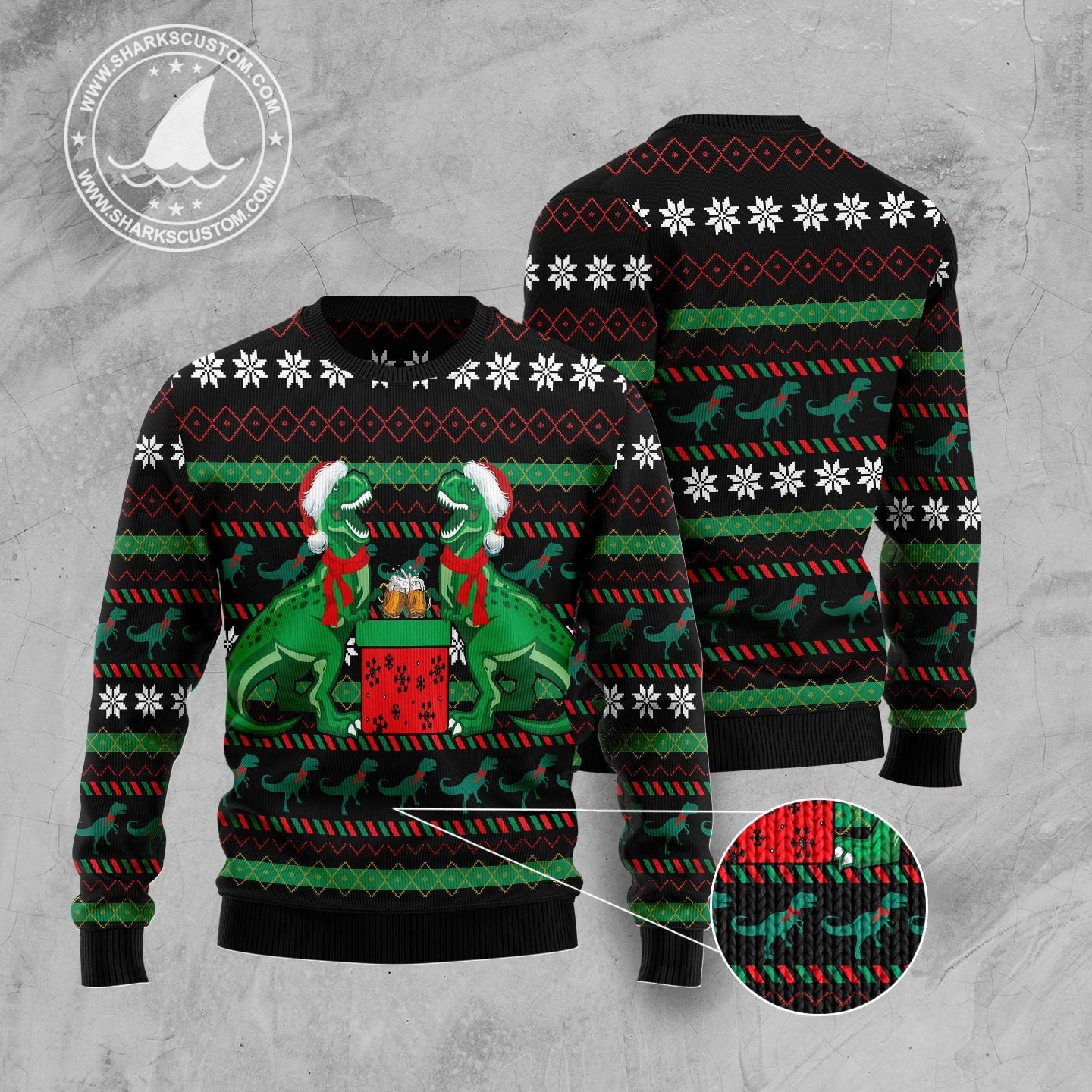 T-rex Drink G5929 Ugly Christmas Sweater