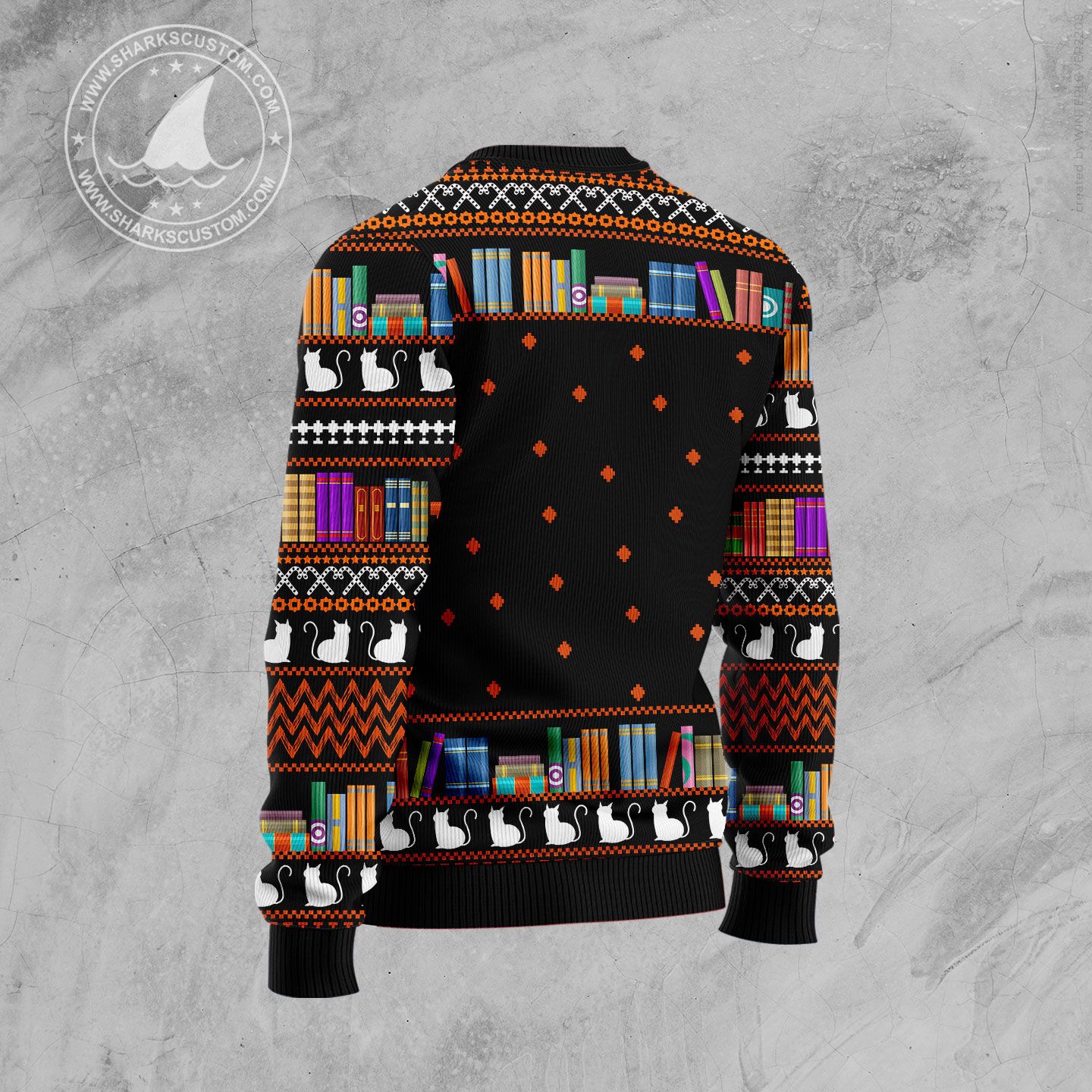 Cat And Books Christmas T299 Ugly Christmas Sweater