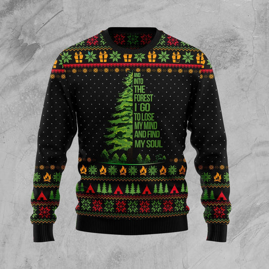 Into The Forest I Go Camping D3009 Ugly Christmas Sweater