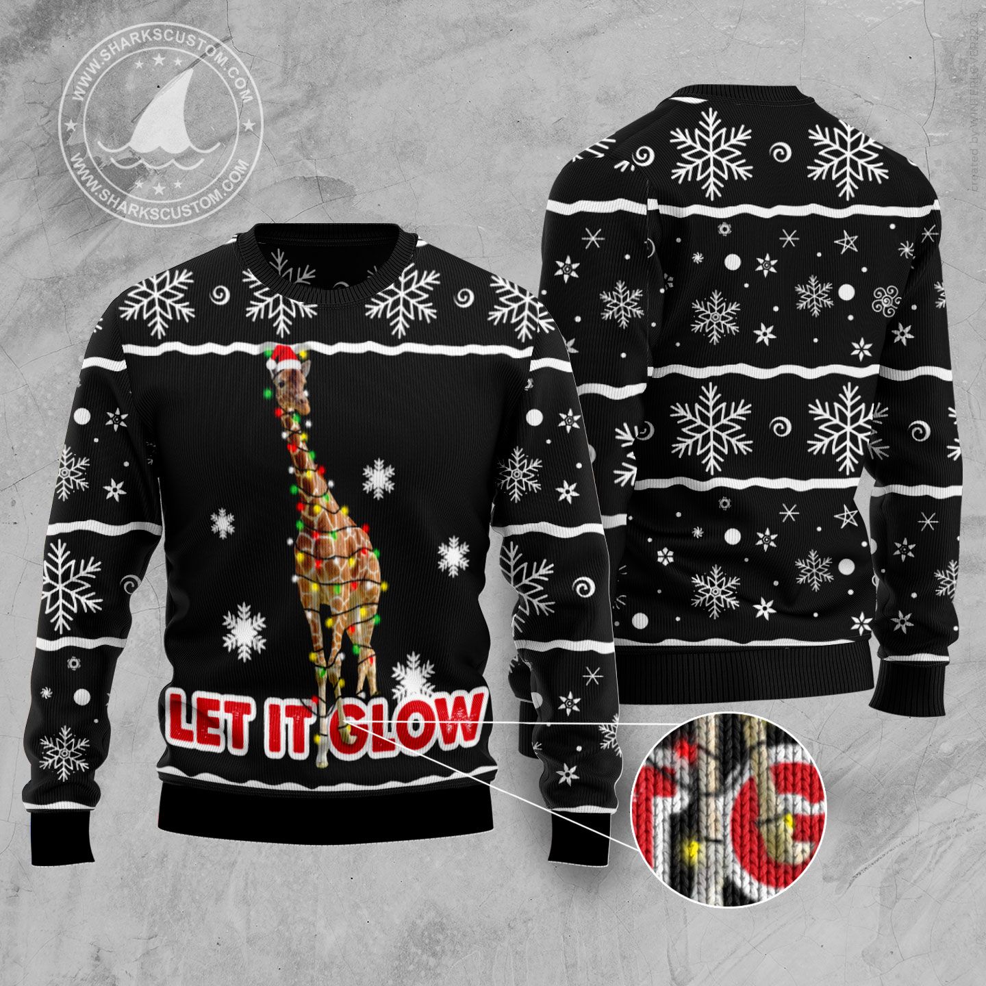 Giraffe Let It Glow TY309 Ugly Christmas Sweater