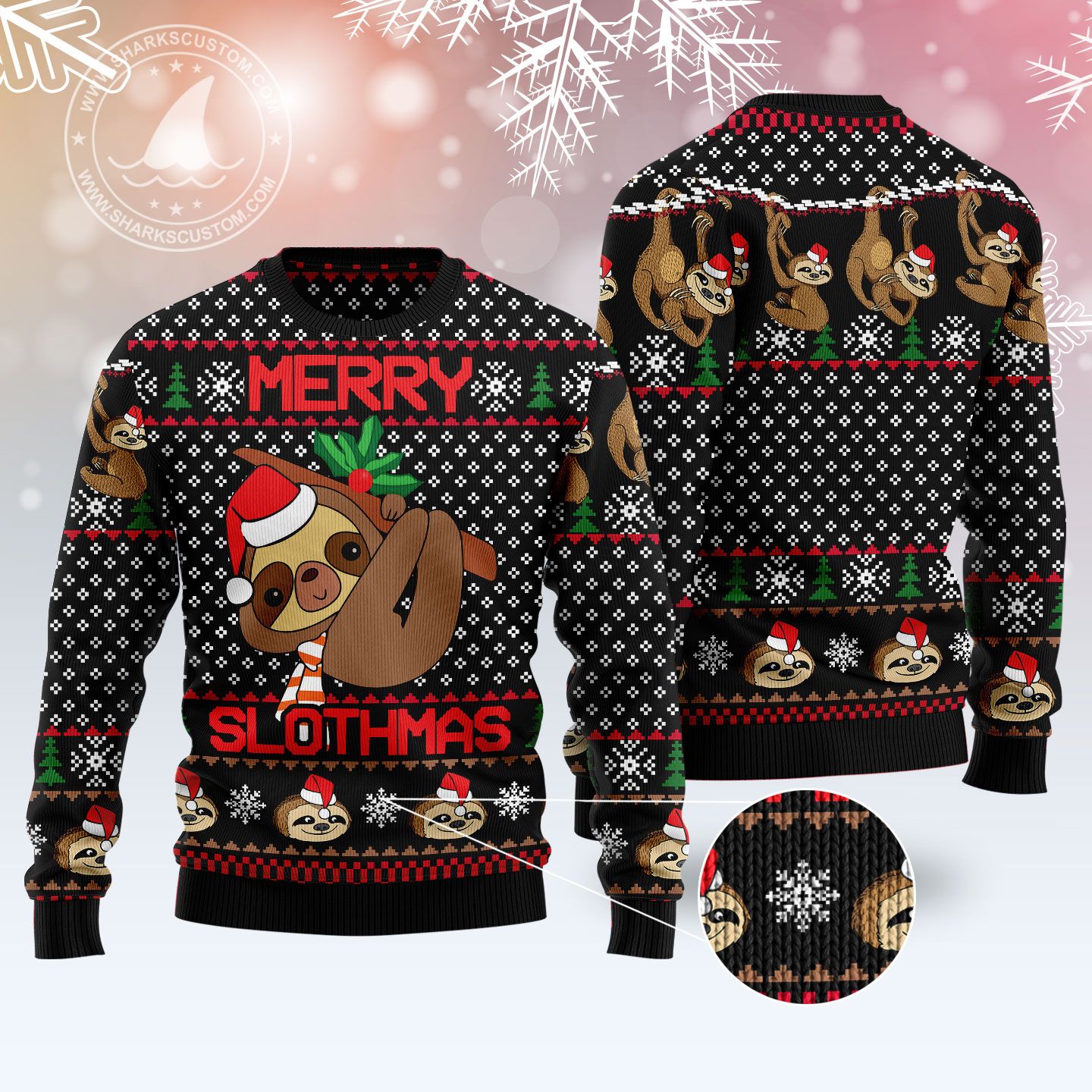 Merry Slothmas T309 Ugly Christmas Sweater