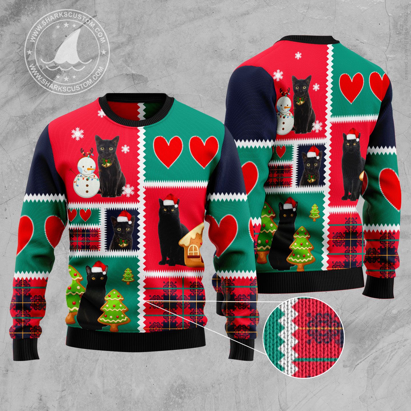 Black Cat Snow TY309 Ugly Christmas Sweater