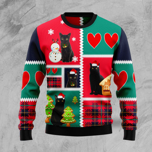 Black Cat Snow TY309 Ugly Christmas Sweater