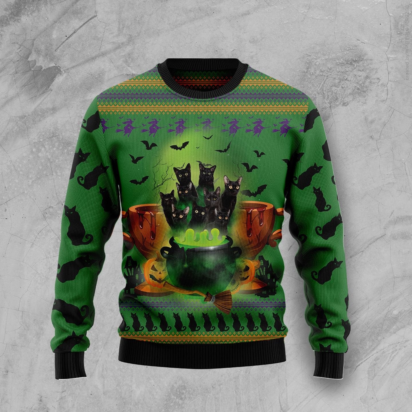 Black Cat Witchcraft TG5930 Ugly Halloween Sweater
