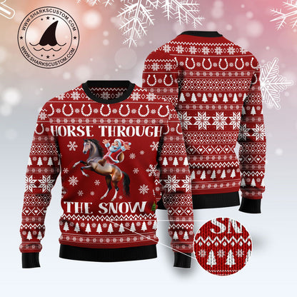 Horse Through The Snow TY309 Ugly Christmas Sweater