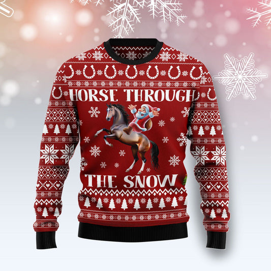 Horse Through The Snow TY309 Ugly Christmas Sweater