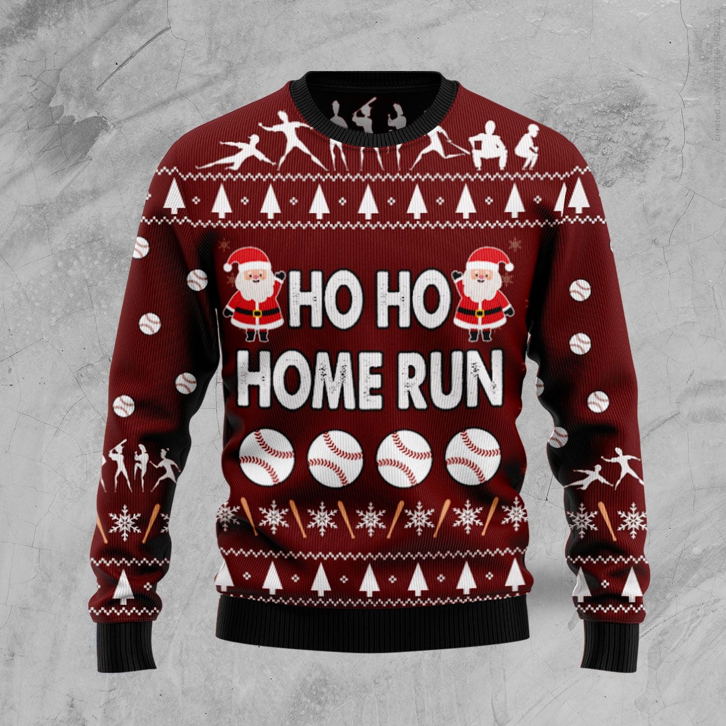 Baseball Hoho Home Run TY309 Ugly Christmas Sweater