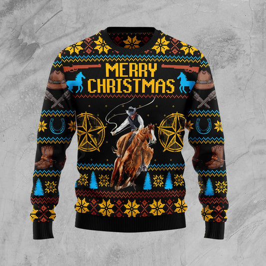Cowboy Merry Christmas D0110 Ugly Christmas Sweater