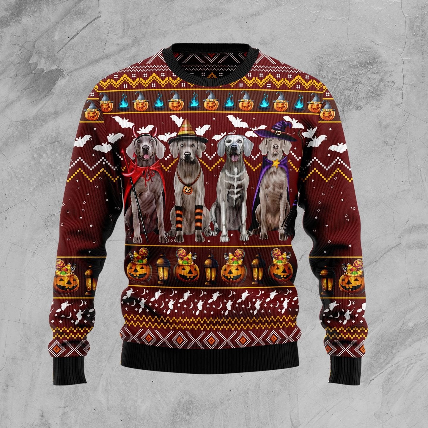 Weimaraner Halloween D0110 Ugly Halloween Sweater