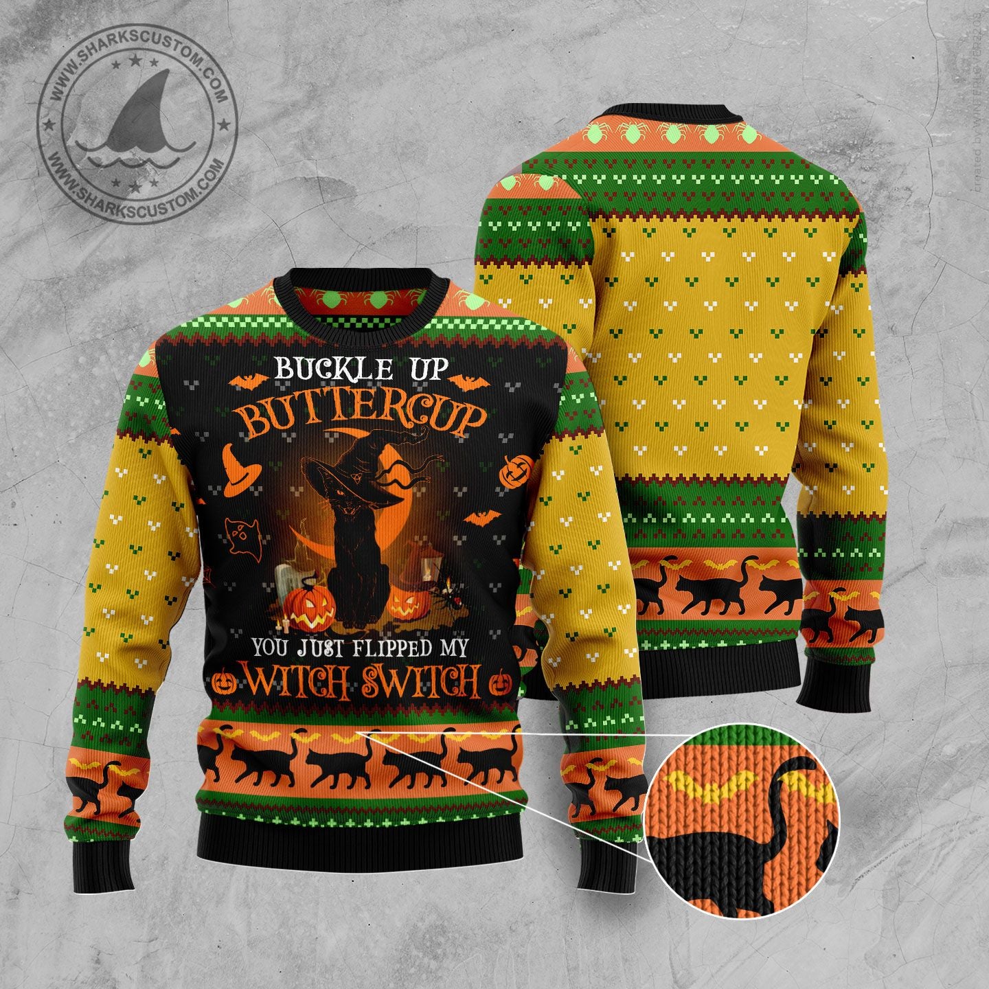 Black Cat Buttercup T110 Halloween Sweater