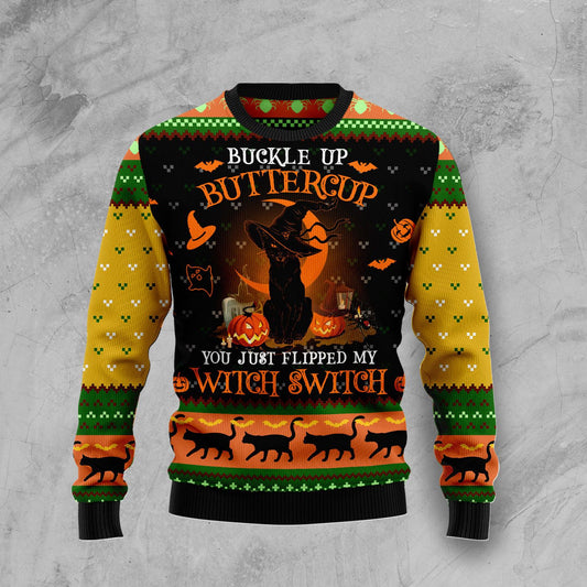 Black Cat Buttercup T110 Halloween Sweater