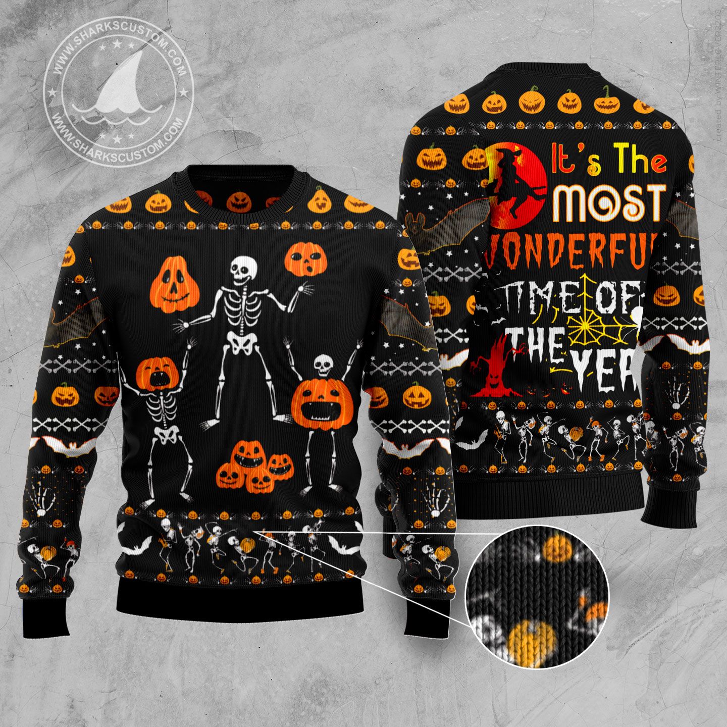 Skeleton Pumpkin TY110 Halloween Sweater