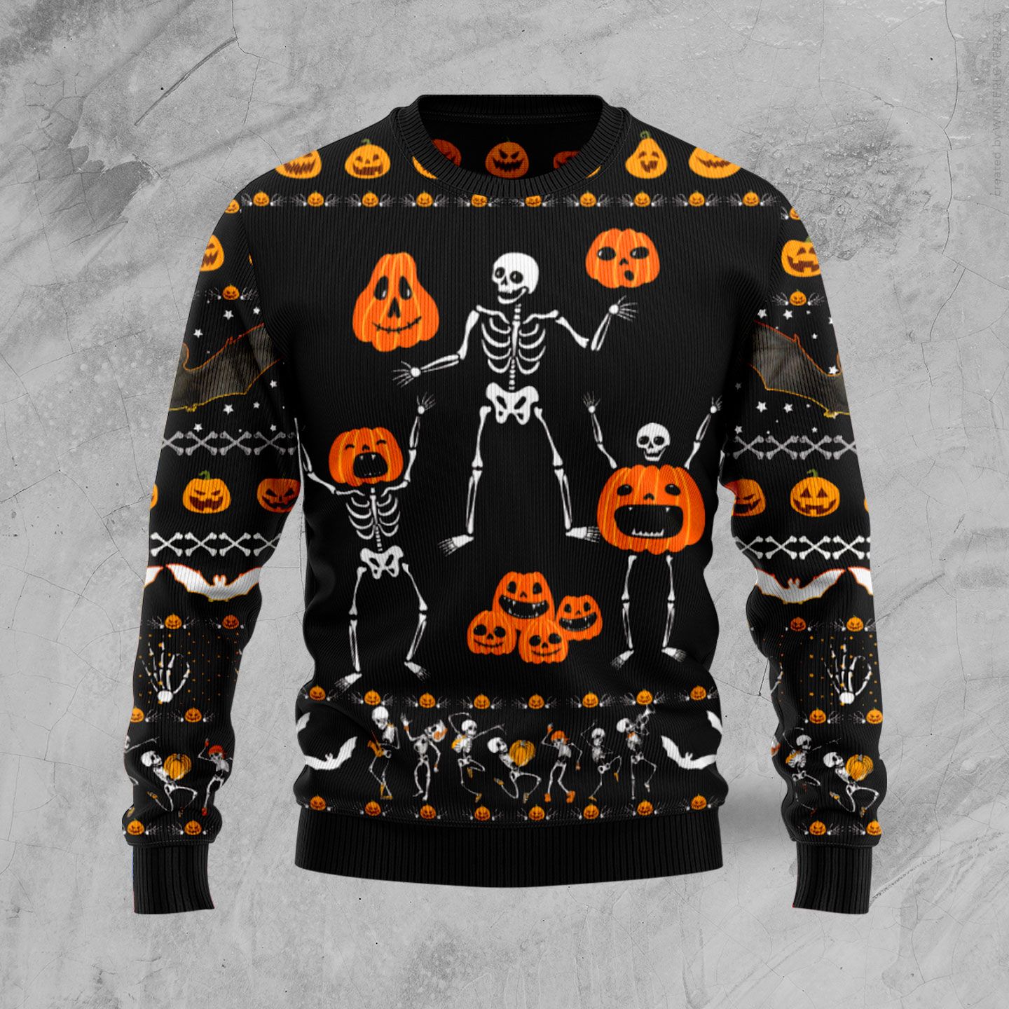 Skeleton Pumpkin TY110 Halloween Sweater