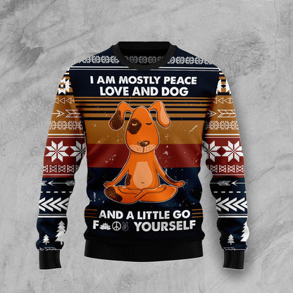 Peace Love And Dog T210 Ugly Christmas Sweater