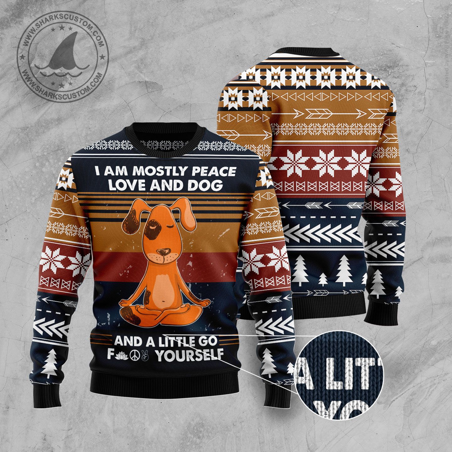 Peace Love And Dog T210 Ugly Christmas Sweater