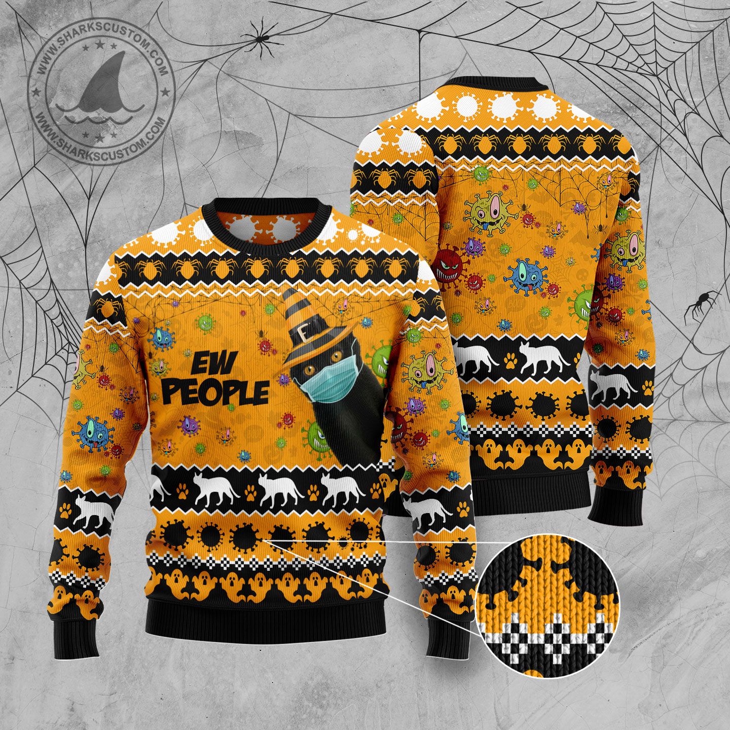 Black Cat Ew People T210 Halloween Sweater