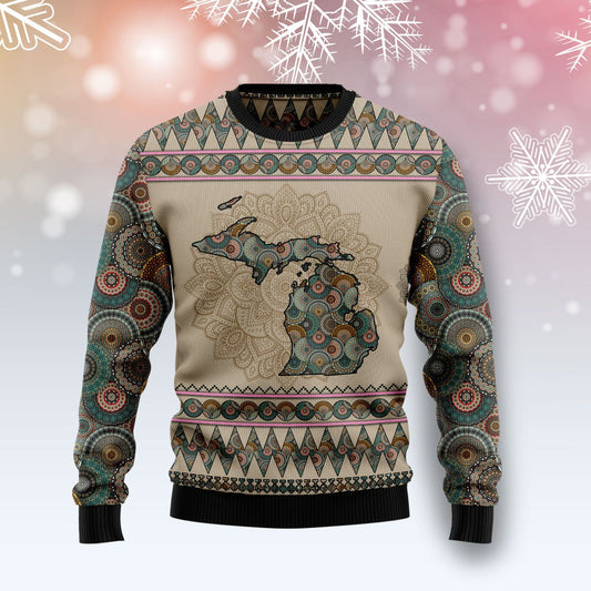 Michigan Mandala T210 Ugly Christmas Sweater