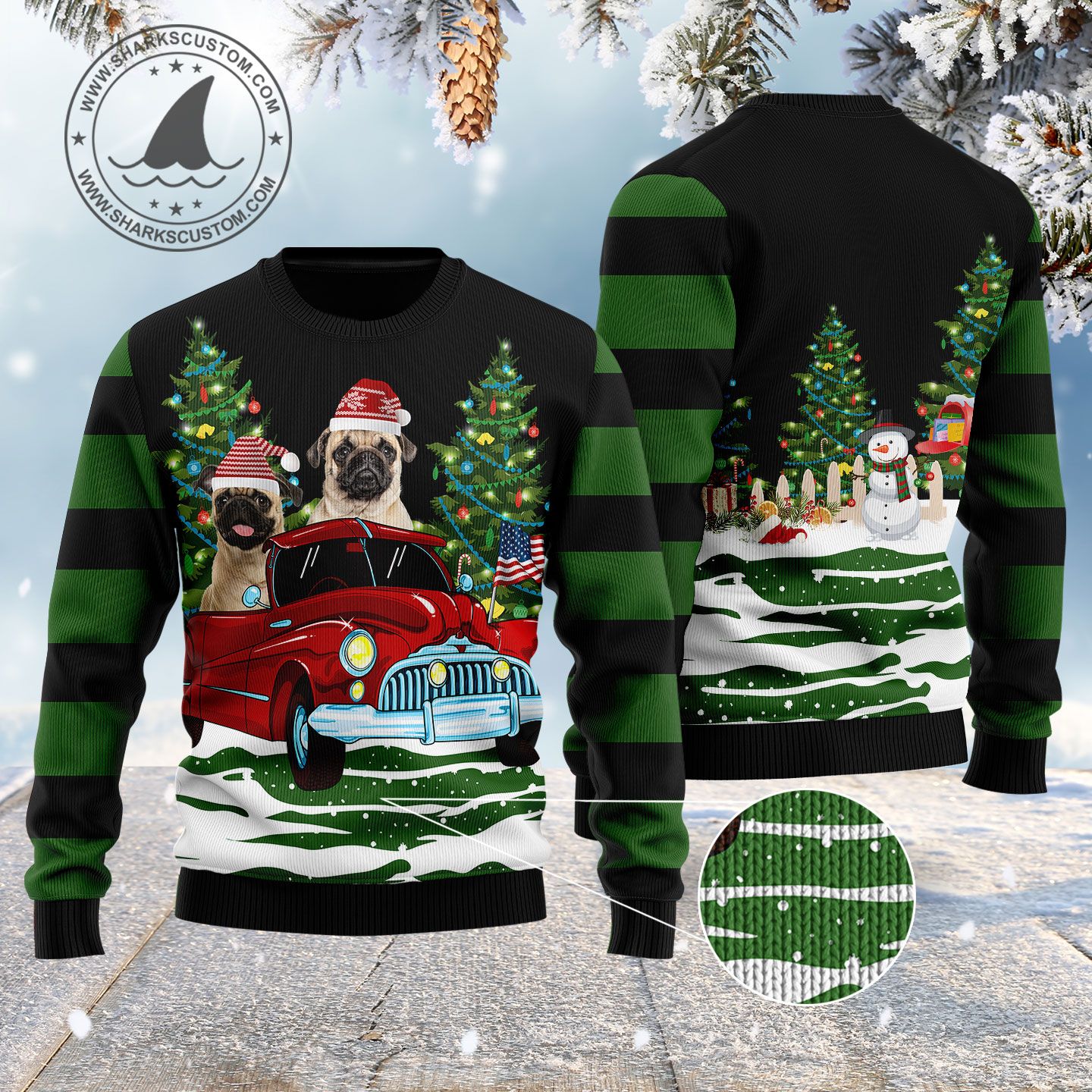 Merry Christmas Pug HZ100203 Ugly Christmas Sweater