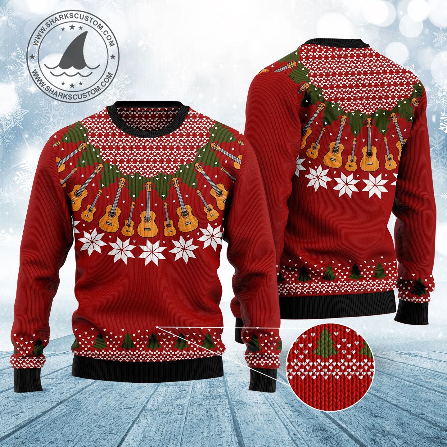 Guitar Lover HZ92802 Ugly Christmas Sweater unisex womens & mens, couples matching, friends, funny family sweater gifts (plus size available)