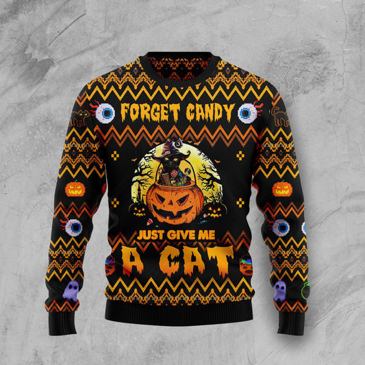 Forget Candy Just Give Me A Cat HT100113 Ugly Halloween Sweater