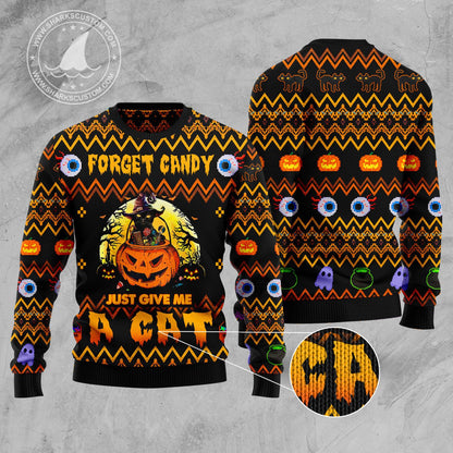 Forget Candy Just Give Me A Cat HT100113 Ugly Halloween Sweater