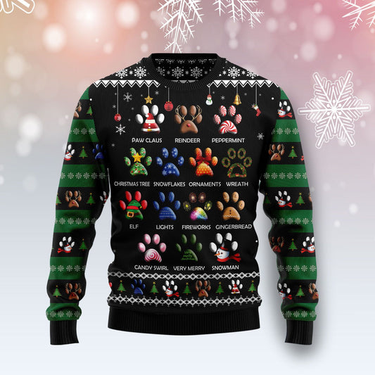 Dog Pawprint T210 Ugly Christmas Sweater