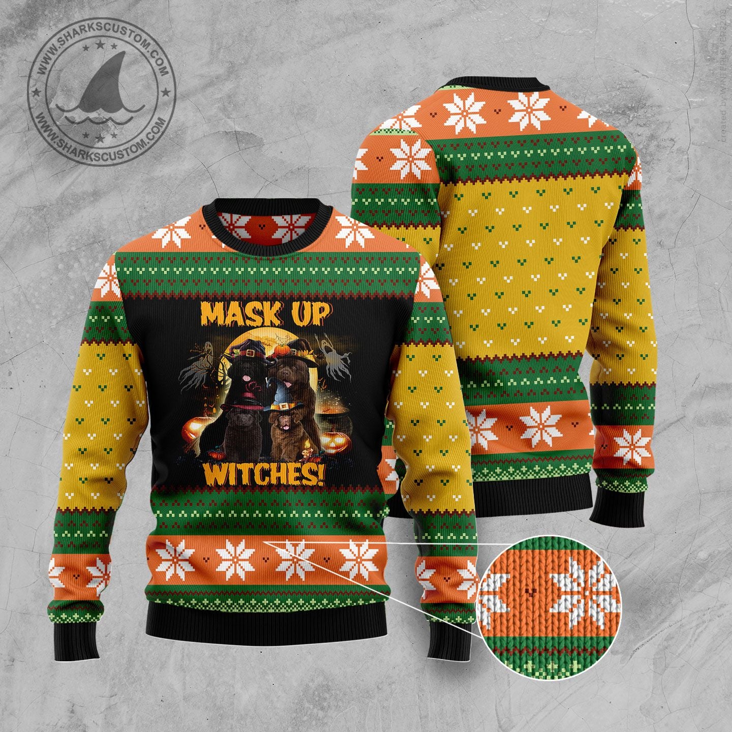 Newfoundland Mask Up Witches T210 Halloween Sweater