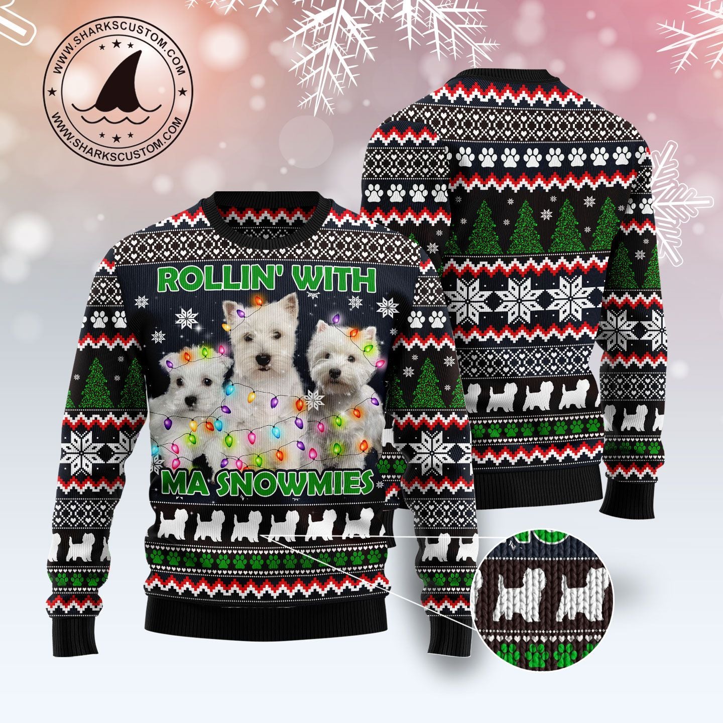 West Highland White Snowmies TY210 Ugly Christmas Sweater