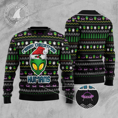 Alien Merry Christmas Humans TY210 Ugly Christmas Sweater
