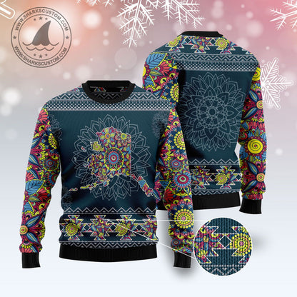 Alaska Blue Mandala T510 Ugly Christmas Sweater