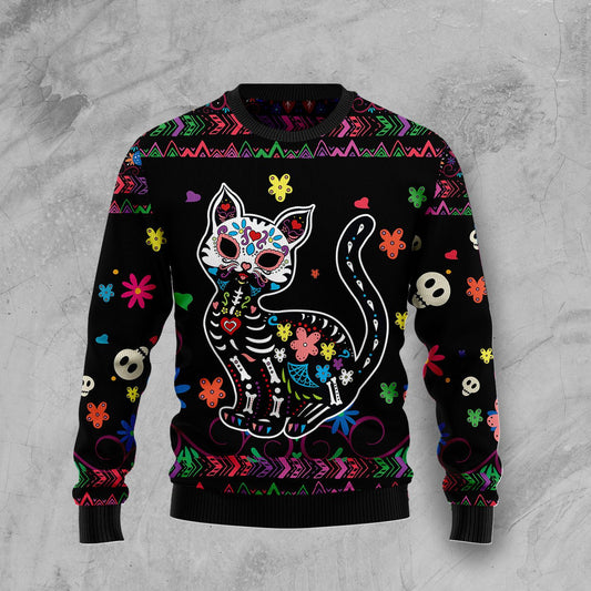 Cat Sugar Skull T510 Ugly Christmas Sweater