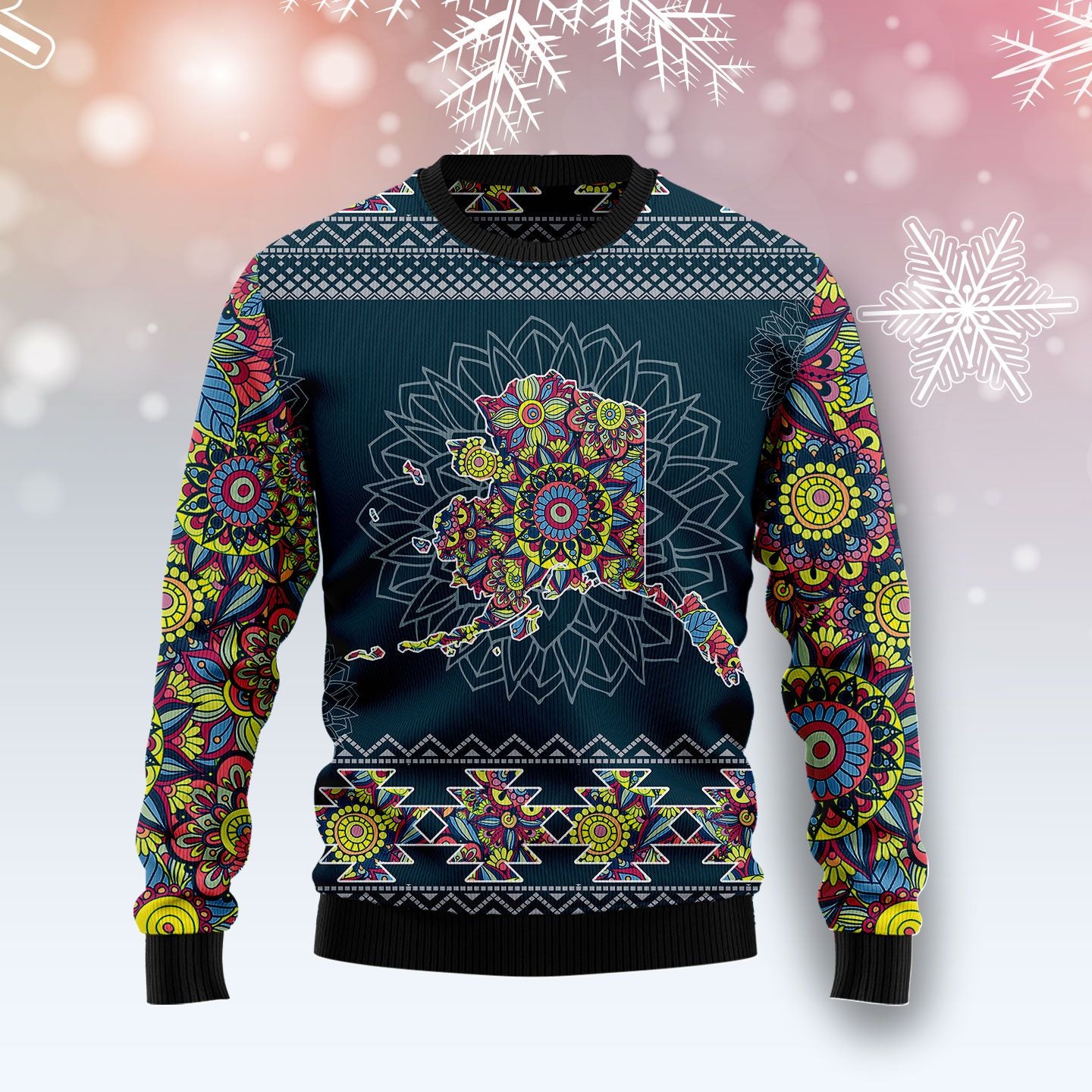 Alaska Blue Mandala T510 Ugly Christmas Sweater