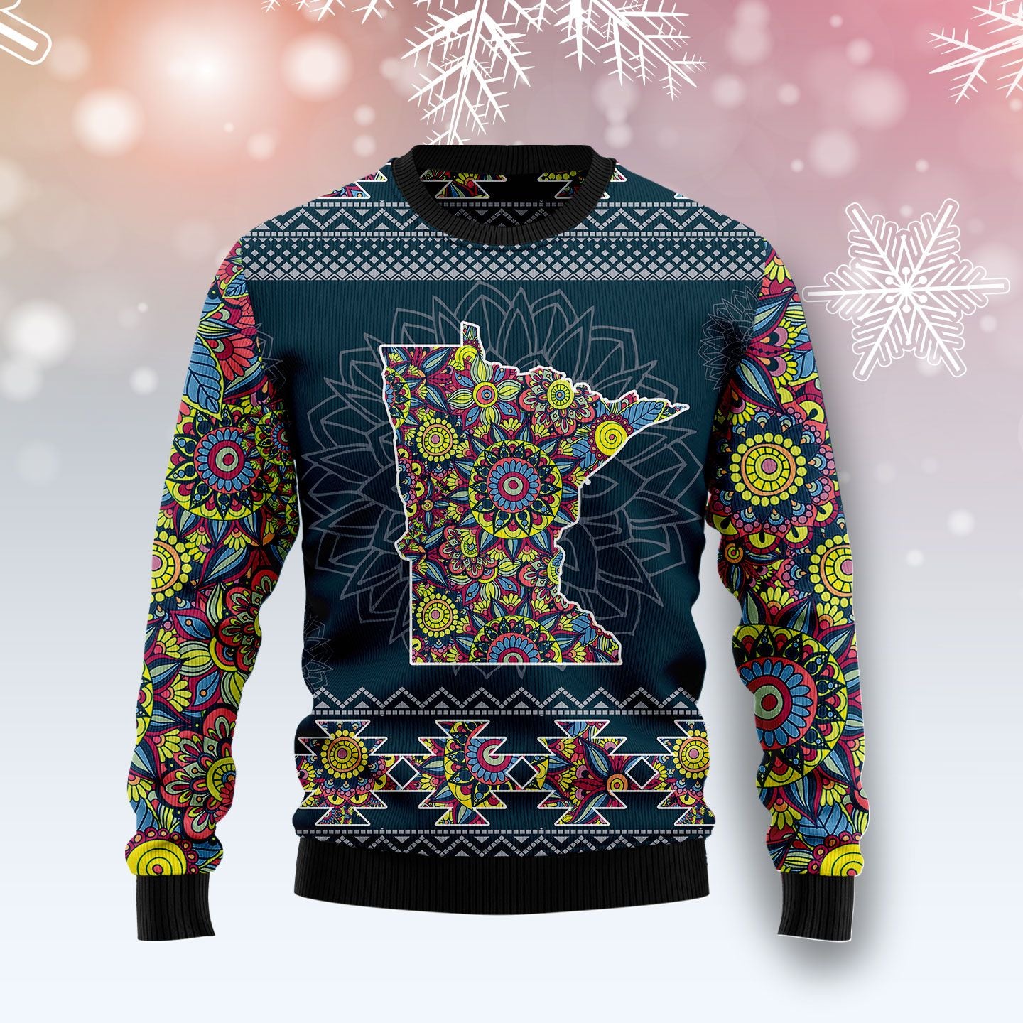 Minnesota Blue Mandala T510 Ugly Christmas Sweater