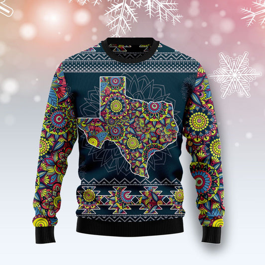 Texas Blue Mandala T510 Ugly Christmas Sweater