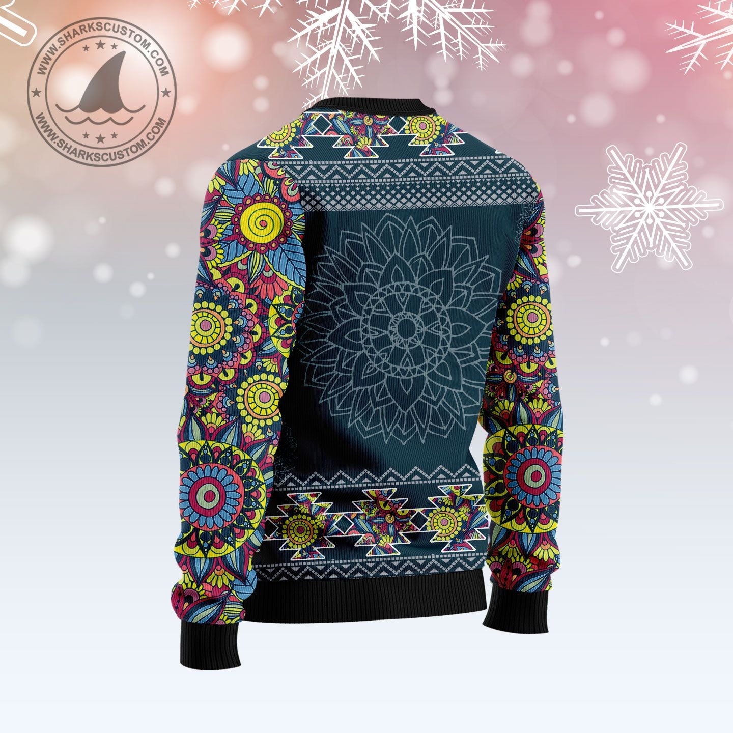 Wisconsin Blue Mandala T510 Ugly Christmas Sweater
