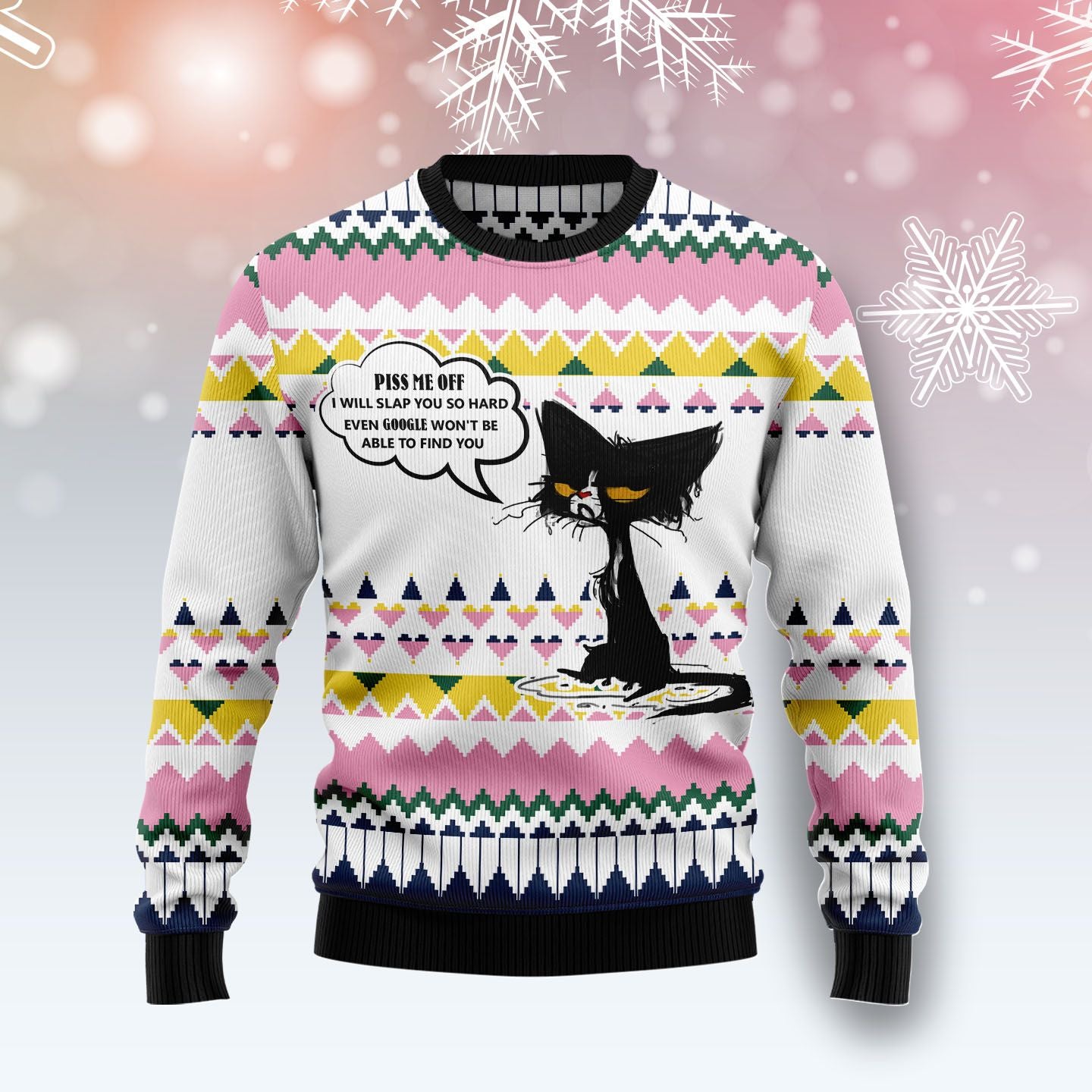 Black Cat Piss Me Off G5105 Ugly Christmas Sweater