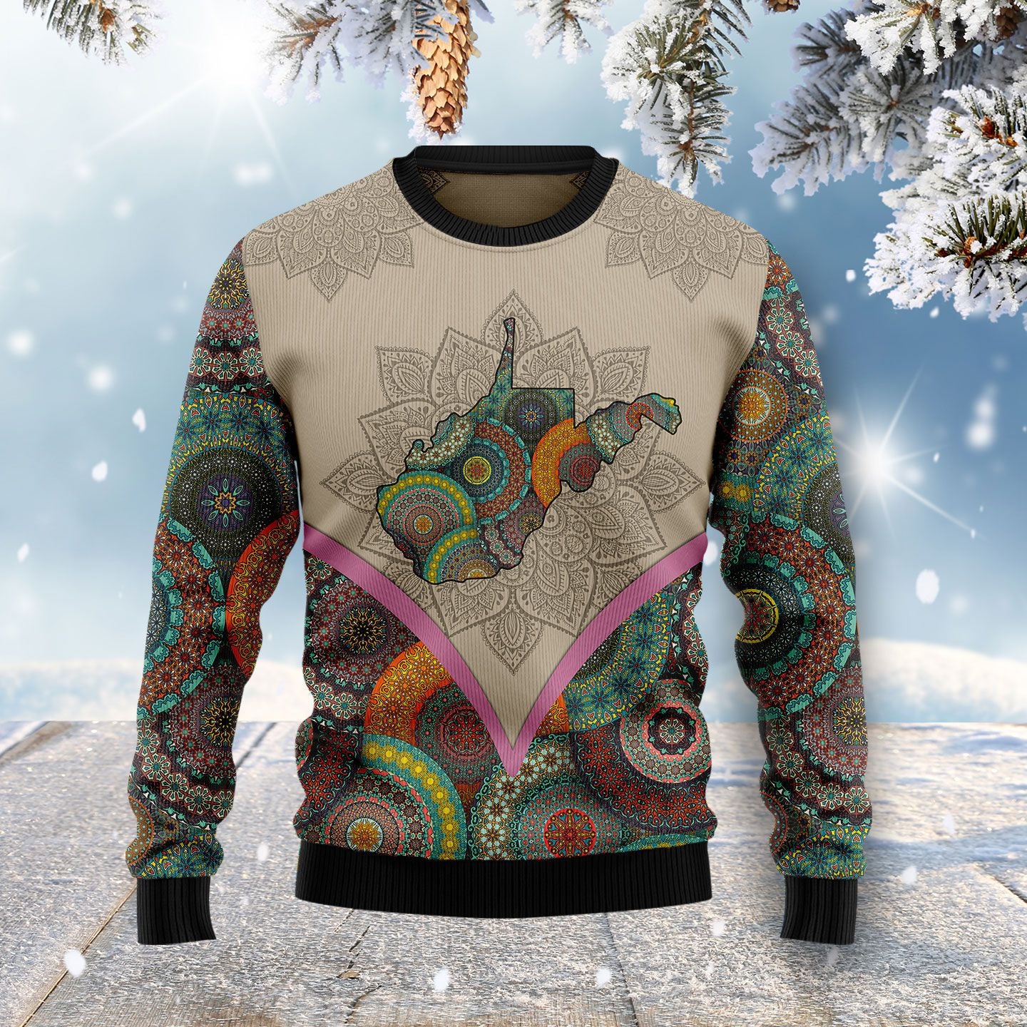 Mandala West Virginia Home HZ100504 Ugly Christmas Sweater