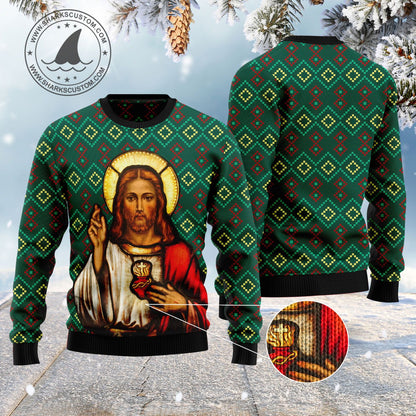 Jesus HZ100507 Ugly Christmas Sweater unisex womens & mens, couples matching, friends, funny family sweater gifts (plus size available)
