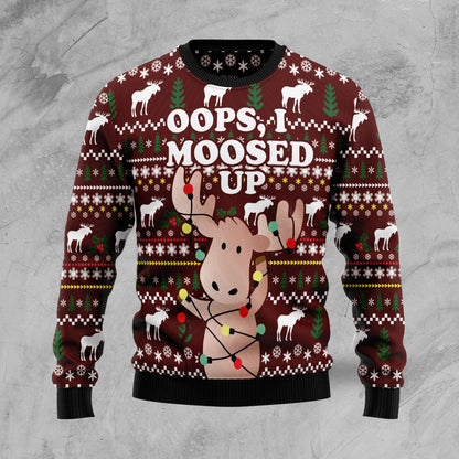 Oops, I Moosed Up TY610 Ugly Christmas Sweater