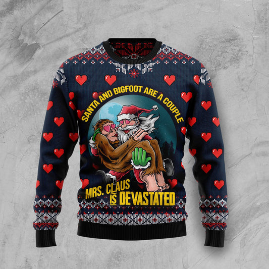 Santa and Bigfoot Are A Couple HT100209 Ugly Christmas Sweater