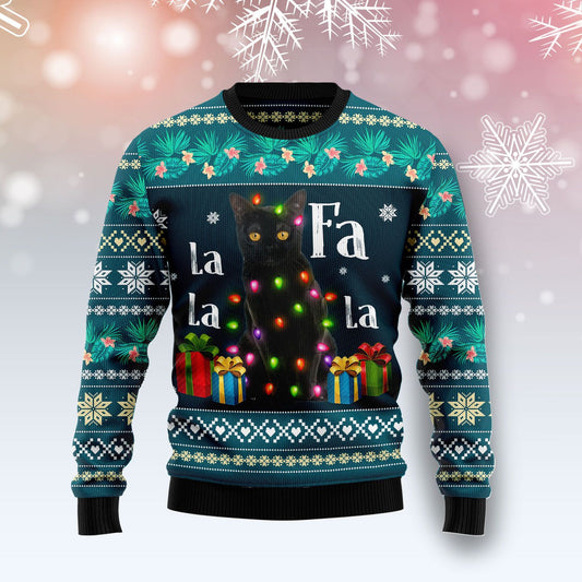 Black Cat Falalala TY610 Ugly Christmas Sweater